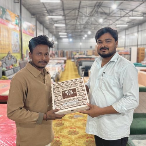 Happy customer with their new furniture from Leeway Furniture 1